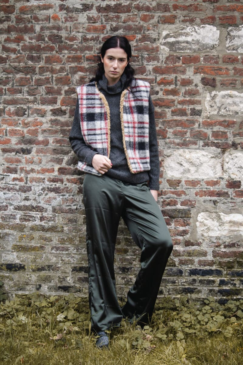 pantalon satin vert oscar