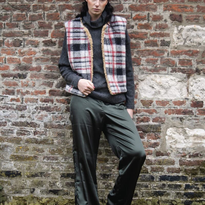 pantalon satin vert oscar