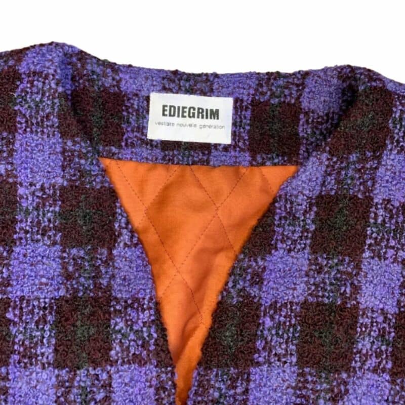 veste carreaux violet doublure matelassée orange