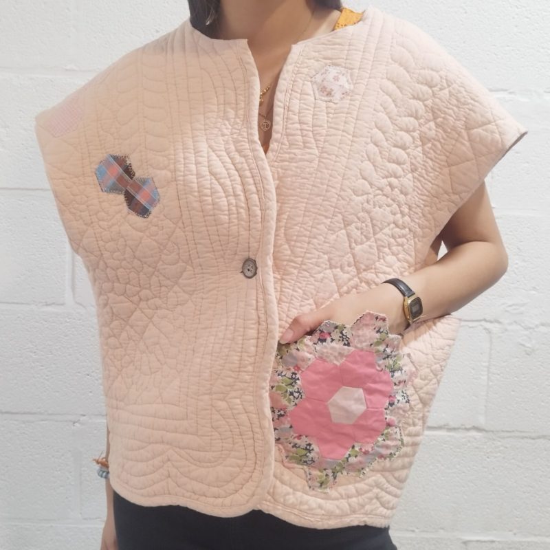 Veste matelassée patchwork rose
