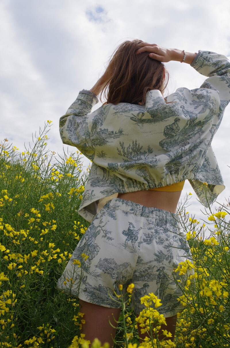 Short Sandro toile de Jouy vert – Image 6