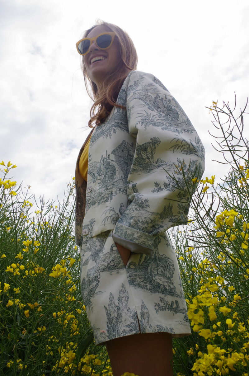 Short Sandro toile de Jouy vert – Image 5