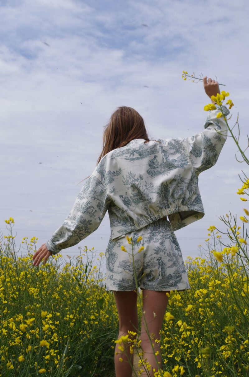 Short Sandro toile de Jouy vert – Image 3