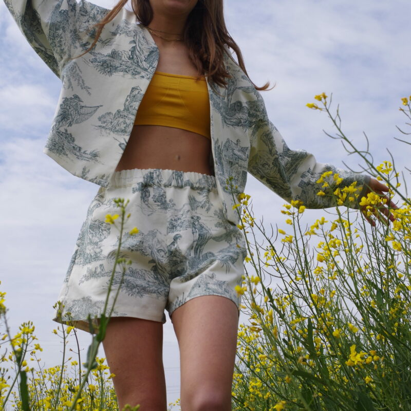 Short Sandro toile de Jouy vert