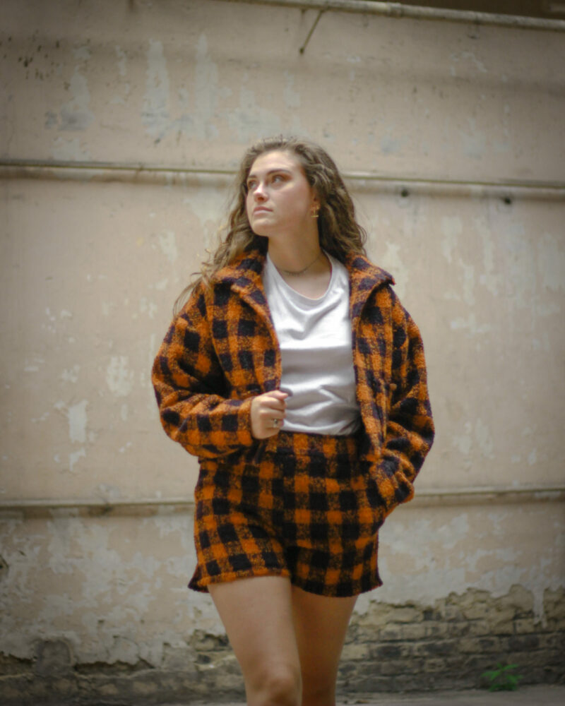 Veste Gisèle tweed carreaux oranges – Image 4