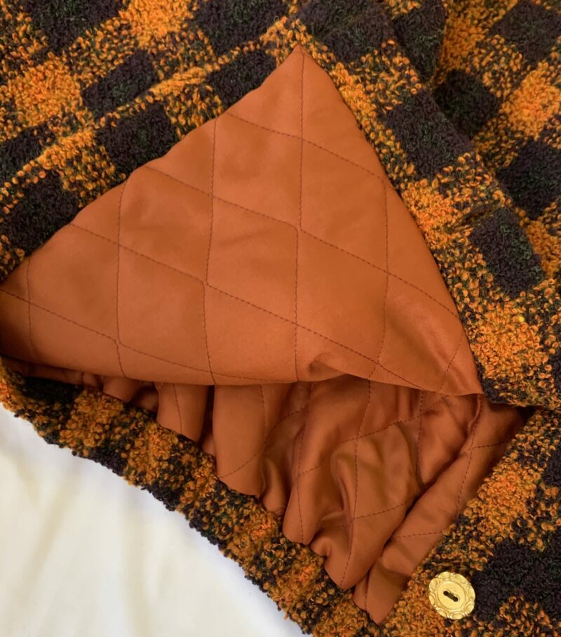 Veste Gisèle tweed carreaux oranges – Image 10