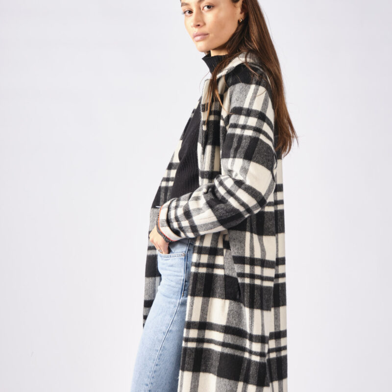 Manteau Marthe carreaux noir et blanc
