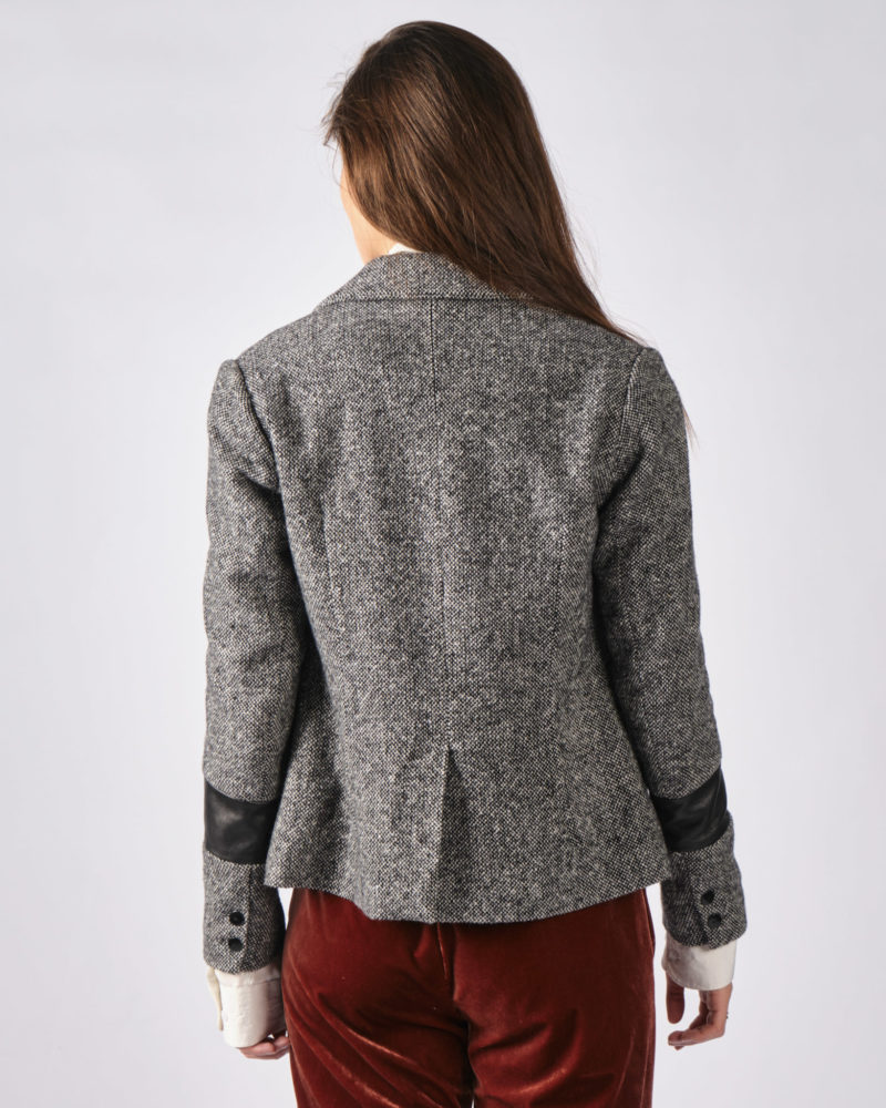 Veste tailleur tweed et cuir – Image 3