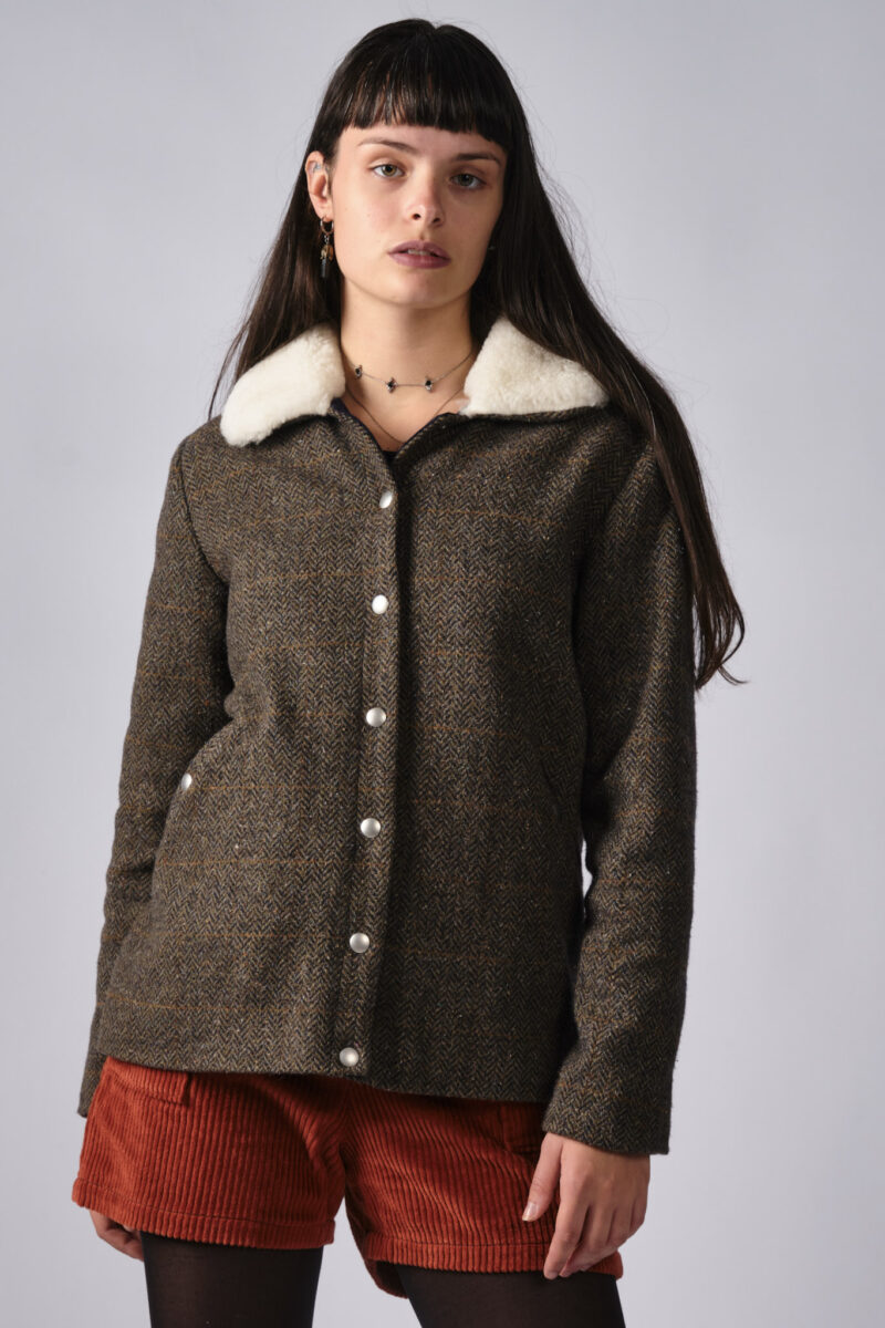 Veste Maxine tweed col mouton