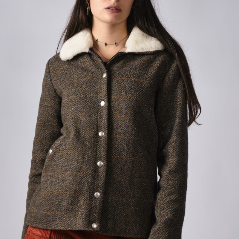 Veste Maxine tweed col mouton