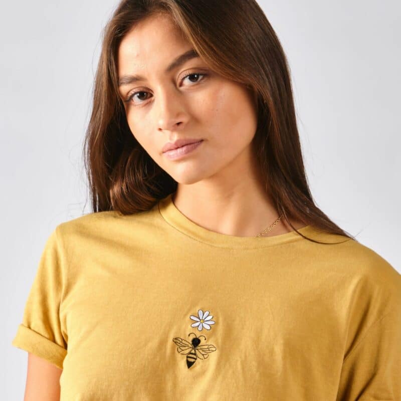 fleur abeille t shirt jaune