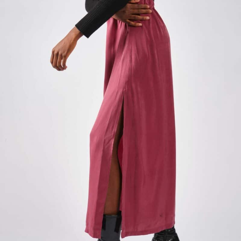 jupe longue avec fente rose