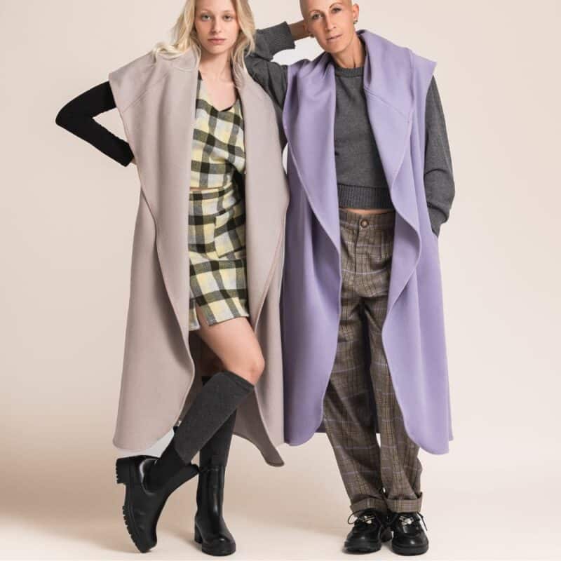 manteau sans manches amour lilas