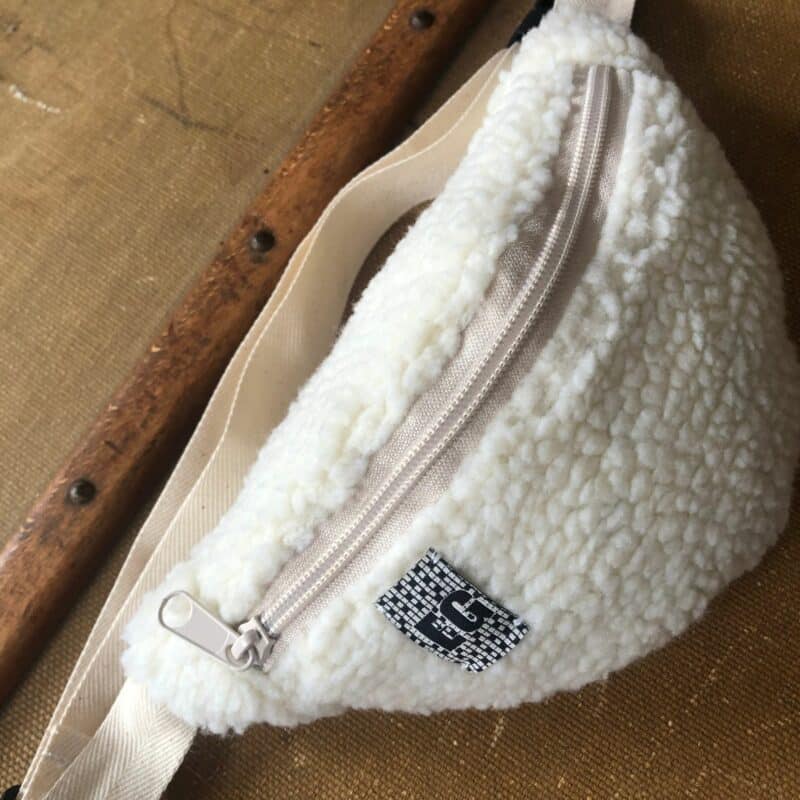 sac banane carreau gris et rose fuchia