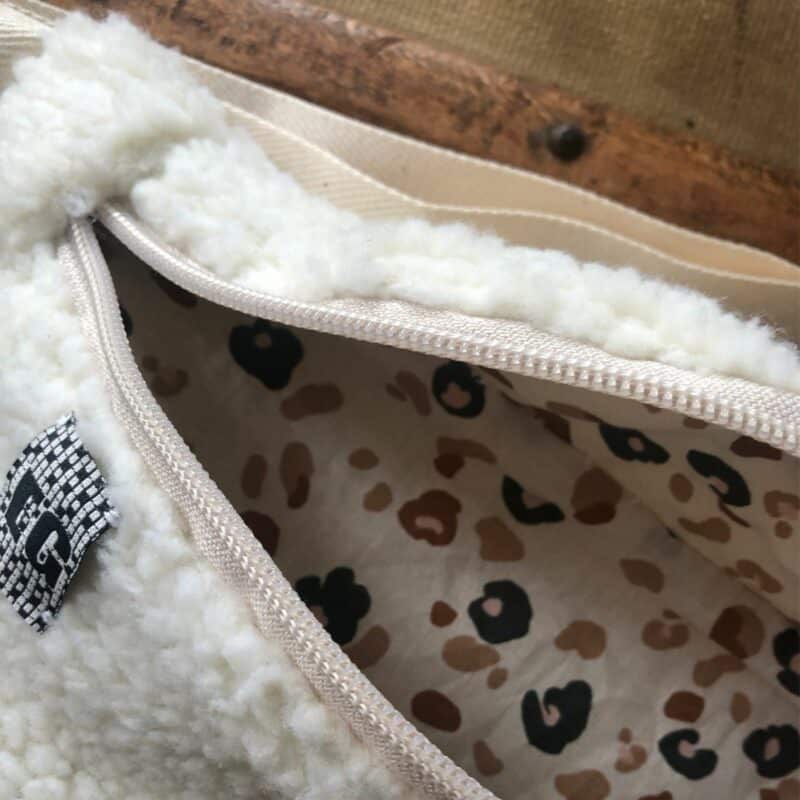 sac banane carreau gris et rose fuchia