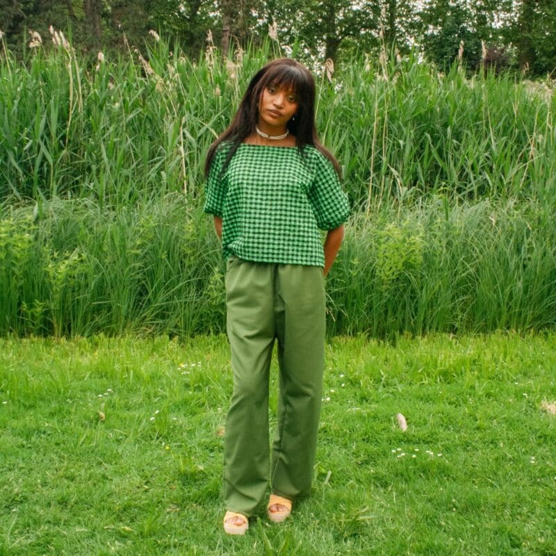 blouse vichy vert et noir