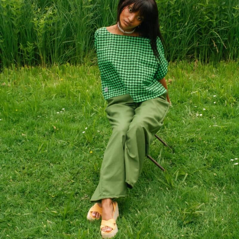 blouse vichy vert et noir