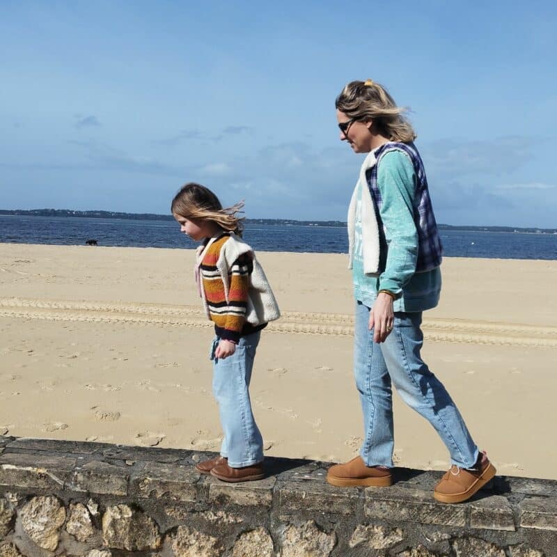 gilet de berger sans manche carreaux violets