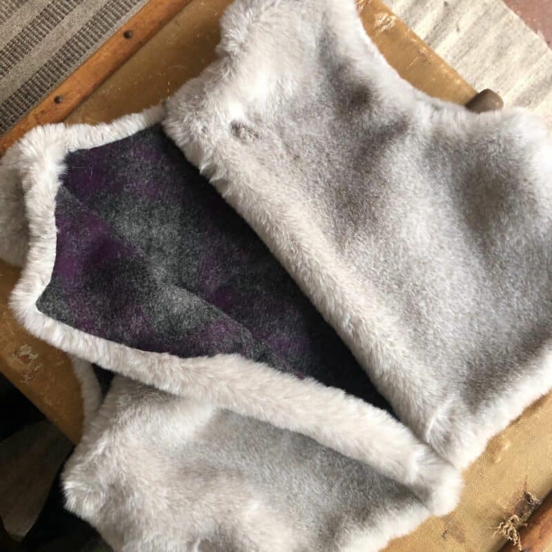 gilet de berger reversible carreaux fourrure violet