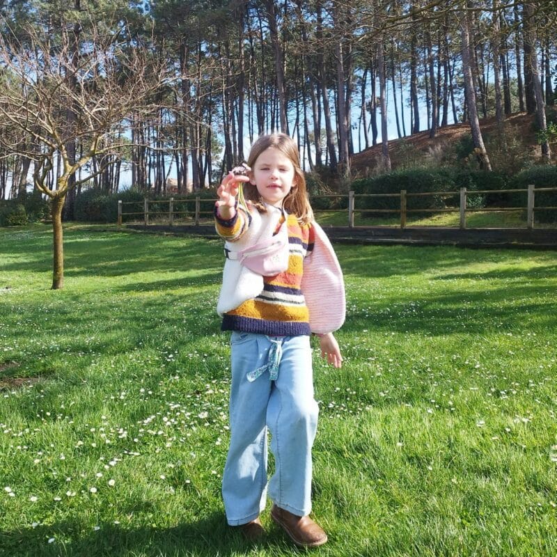 gilet de berger carreaux violet enfant