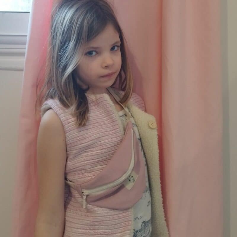 gilet de berger carreaux violet enfant
