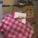 sac cabas carreaux rose et beige
