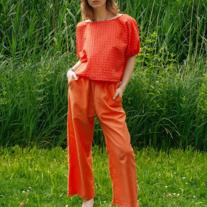 blouse vichy rose orange
