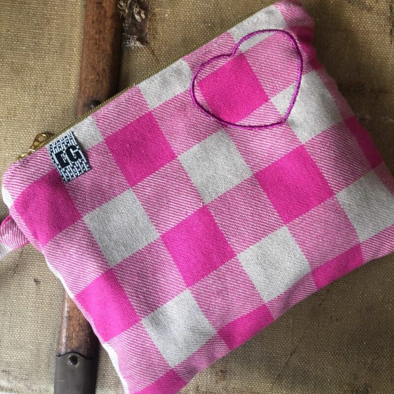 pochette carreaux rose et beige