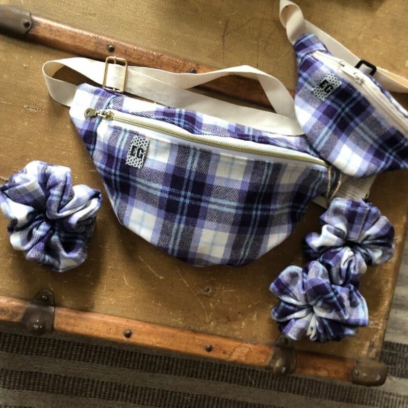 Sac banane carreau violet