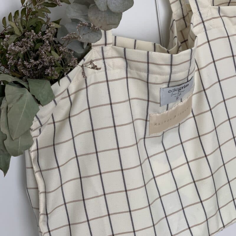 sac cabas carreaux beige gris blanc 