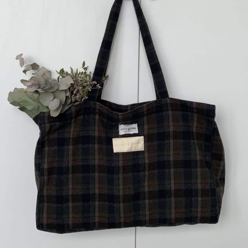 sac cabas carreaux beige gris blanc 