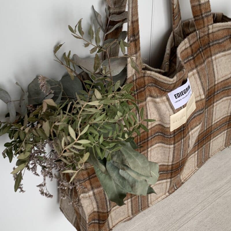 sac cabas carreaux beige gris blanc 
