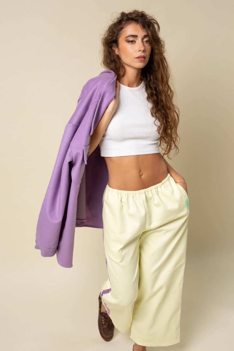 pantalon jaune à paillettes