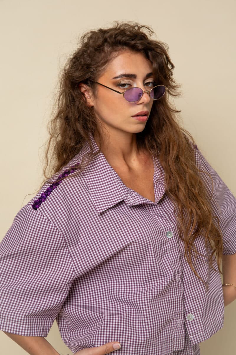 chemise vichy violet