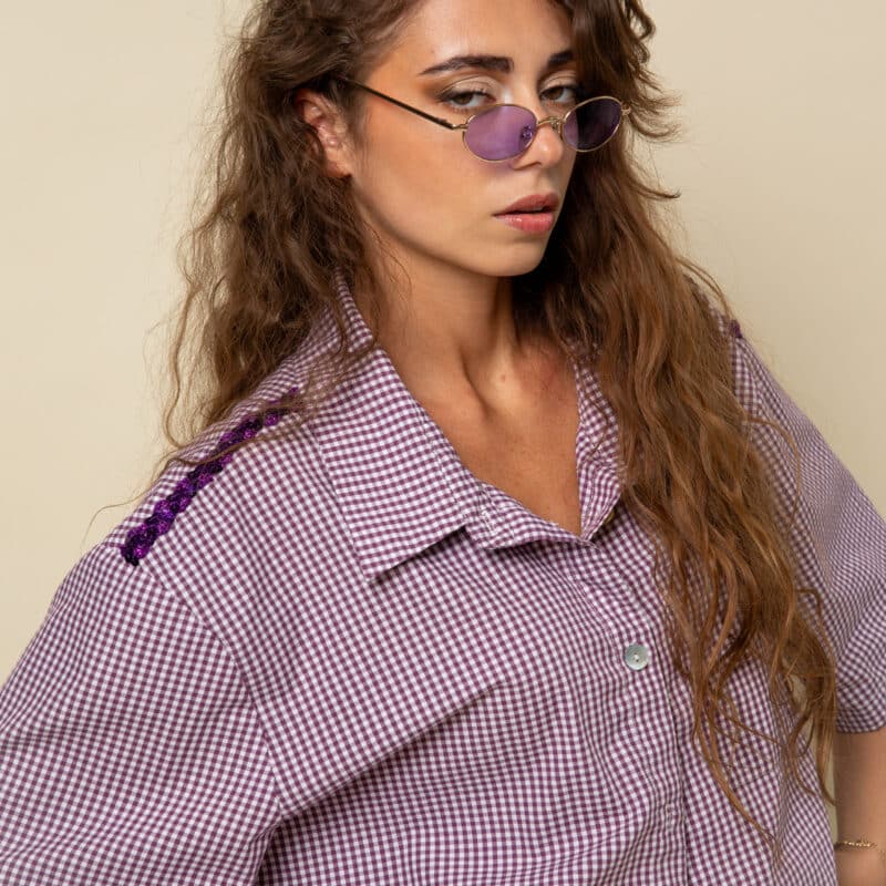 chemise vichy violet