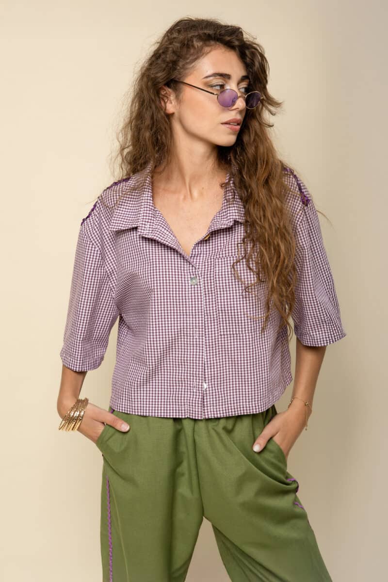 chemise vichy violet
