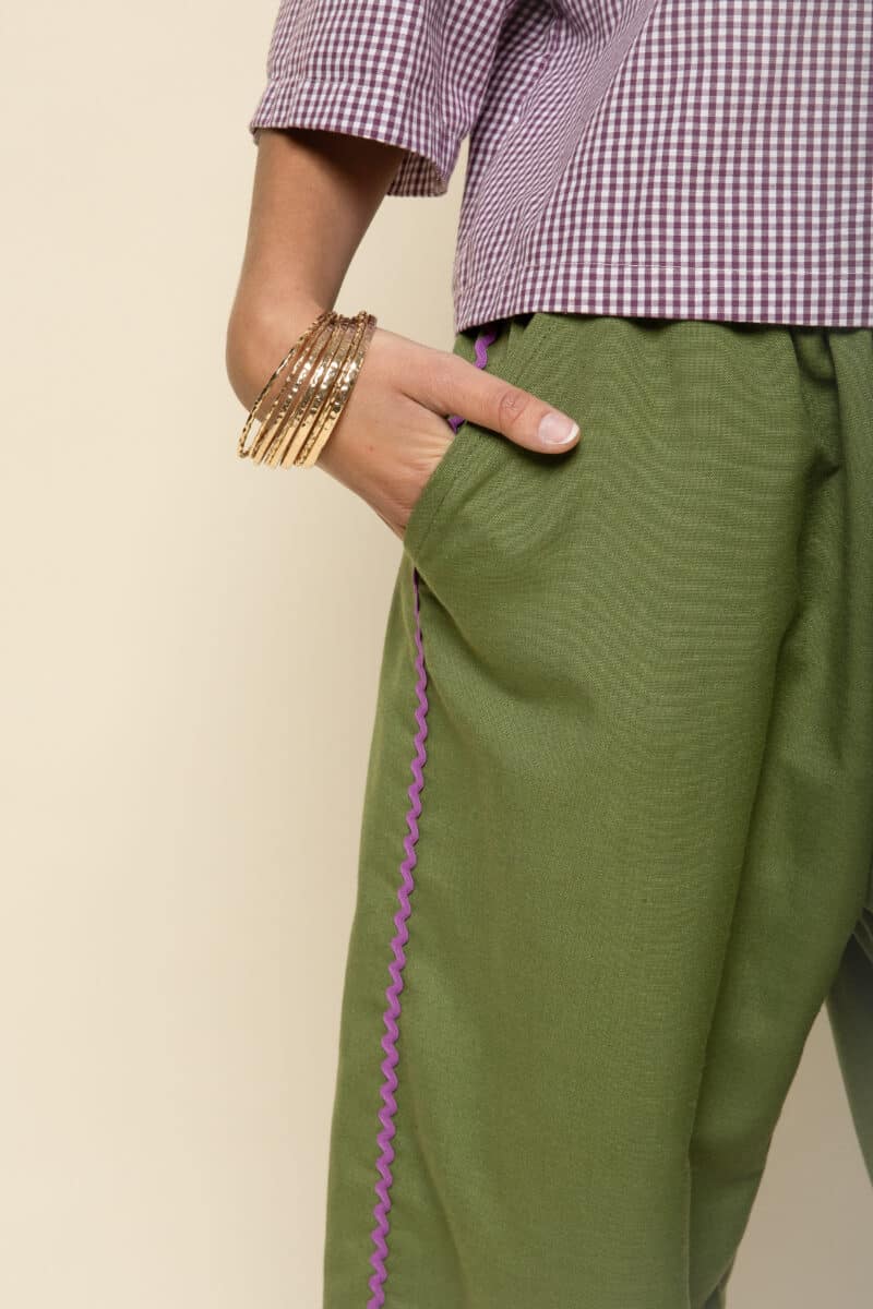 pantalon fluide kaki femme