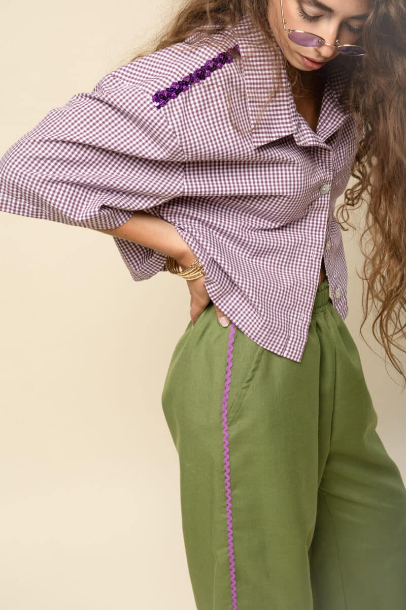 pantalon fluide kaki femme