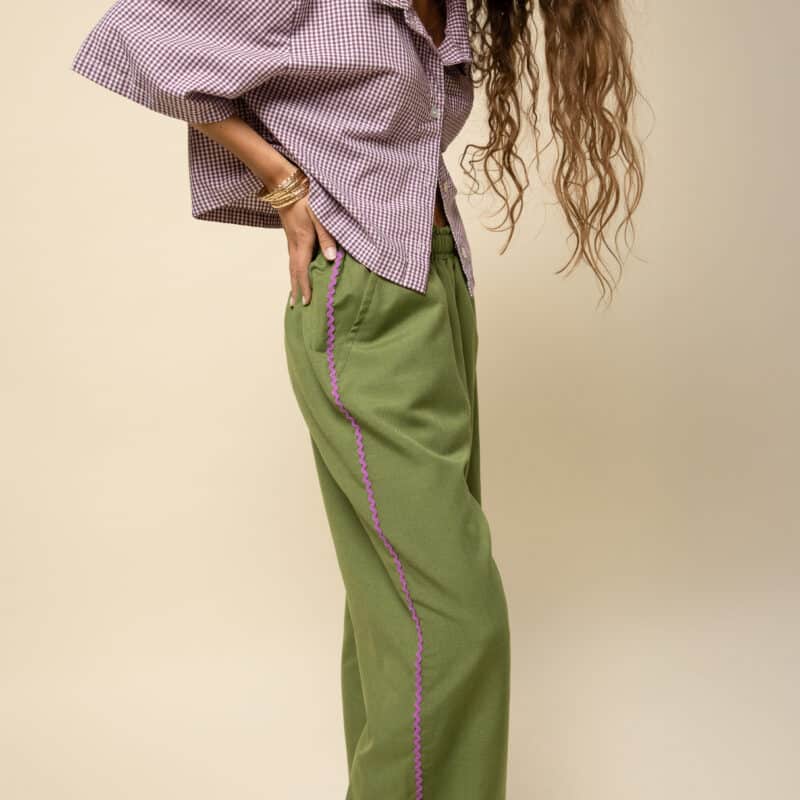 pantalon fluide kaki femme