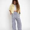 pantalon droit femme bleu rayé