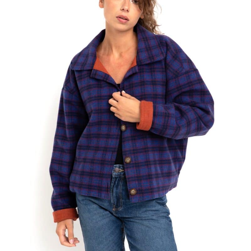 veste gisèle carreaux violet