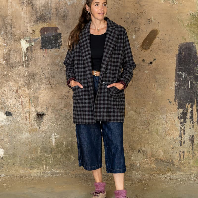 veste blazer suzane carreaux gris prune