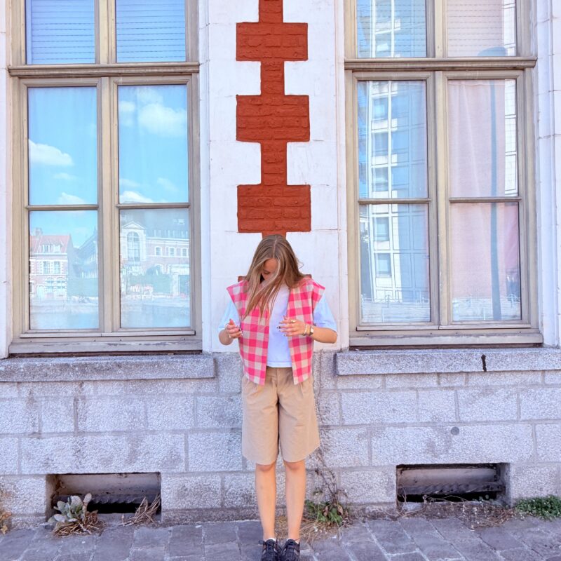 veste tweed sans manche gigi rose